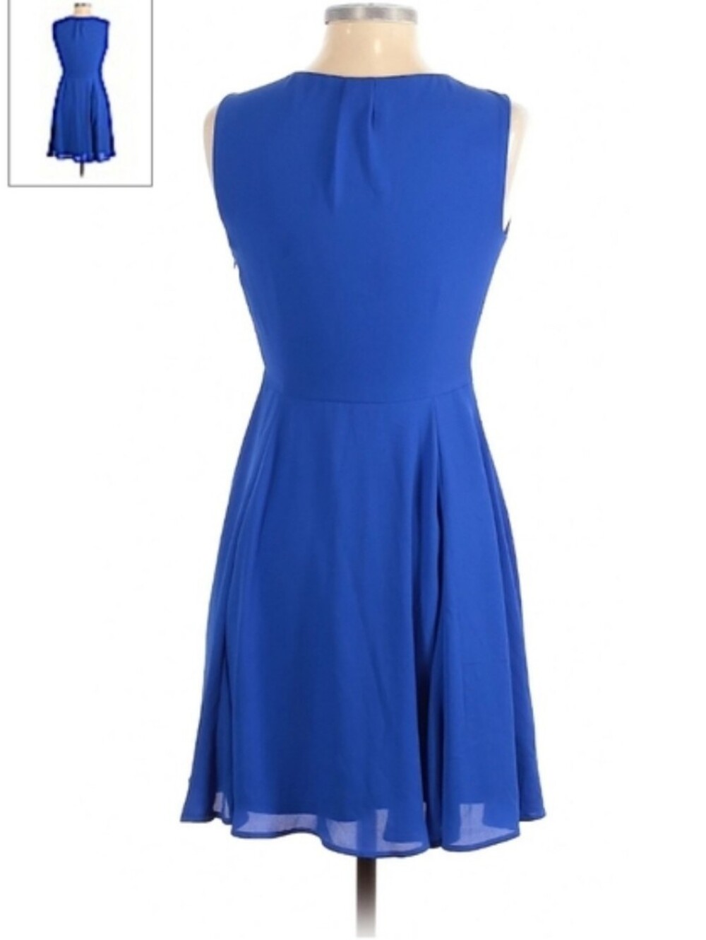 Express Sleeveless Royal Blue Fit-and-Flare Dress Keyhole Womens Size 0 - Picture 2 of 8